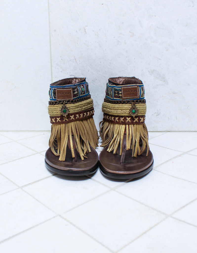 Custom Made Boho Sandals in Brown | SIZE 39 - SWANK - Shoes - 3
