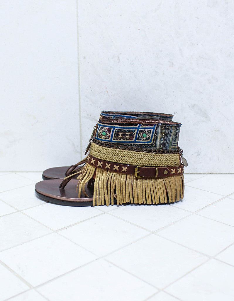 Custom Made Boho Sandals in Brown | SIZE 39 - SWANK - Shoes - 4