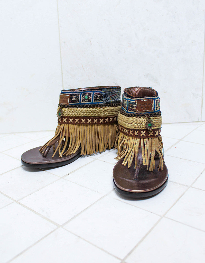 Custom Made Boho Sandals in Brown | SIZE 39 - SWANK - Shoes - 2