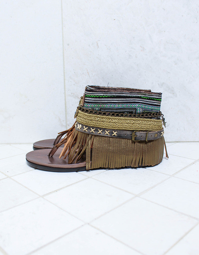 Custom Made Boho Sandals in Brown | SIZE 40 - SWANK - Shoes - 4