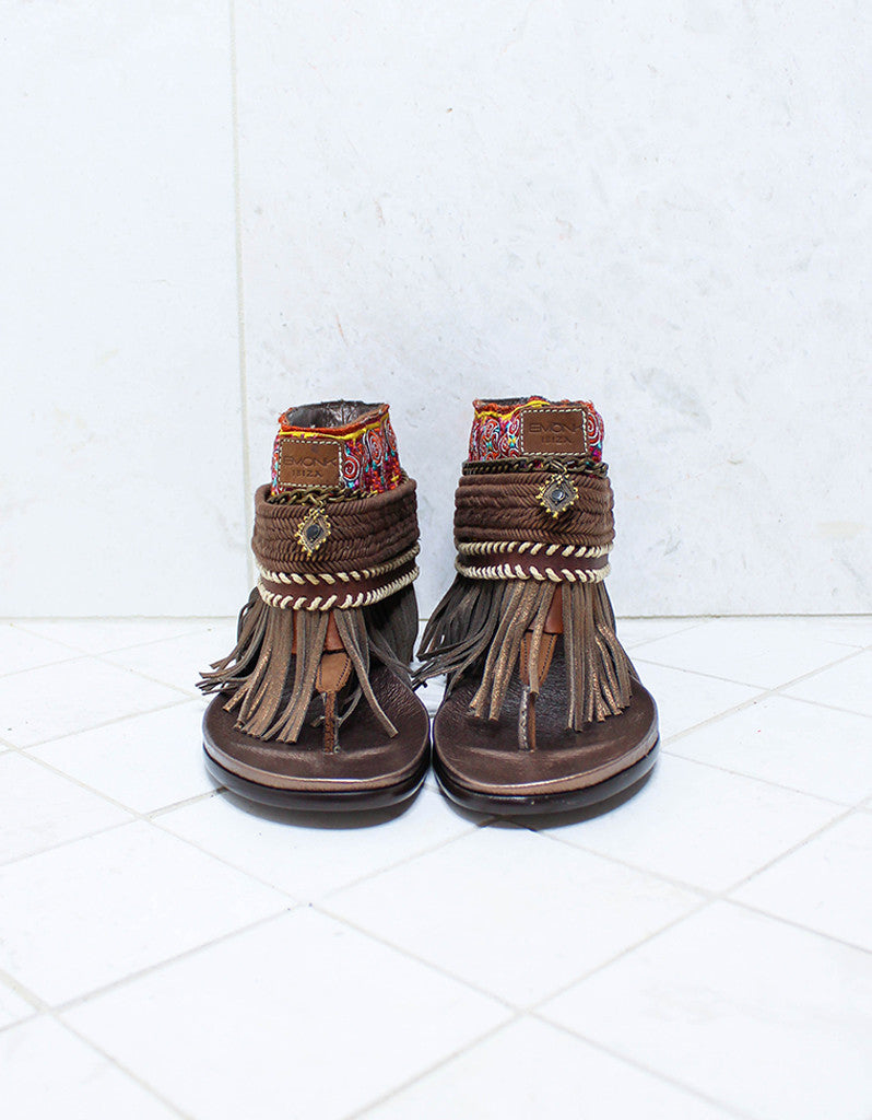 Custom Made Boho Sandals in Brown | SIZE 41 - SWANK - Shoes - 3