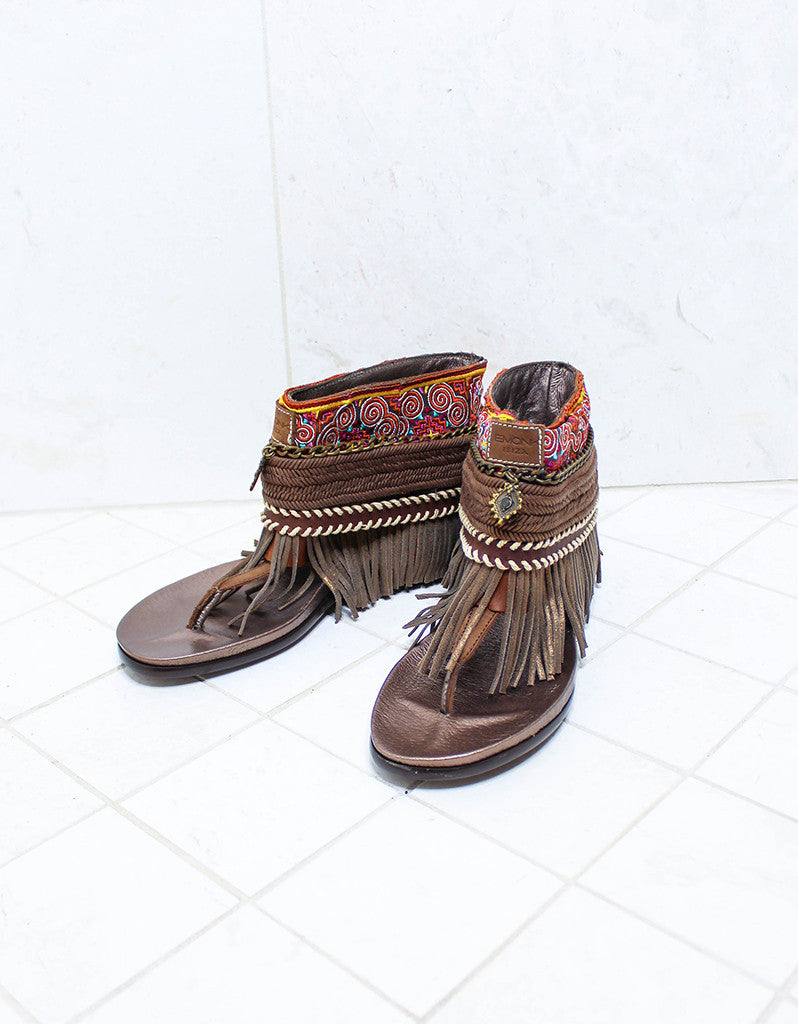 Custom Made Boho Sandals in Brown | SIZE 41 - SWANK - Shoes - 2