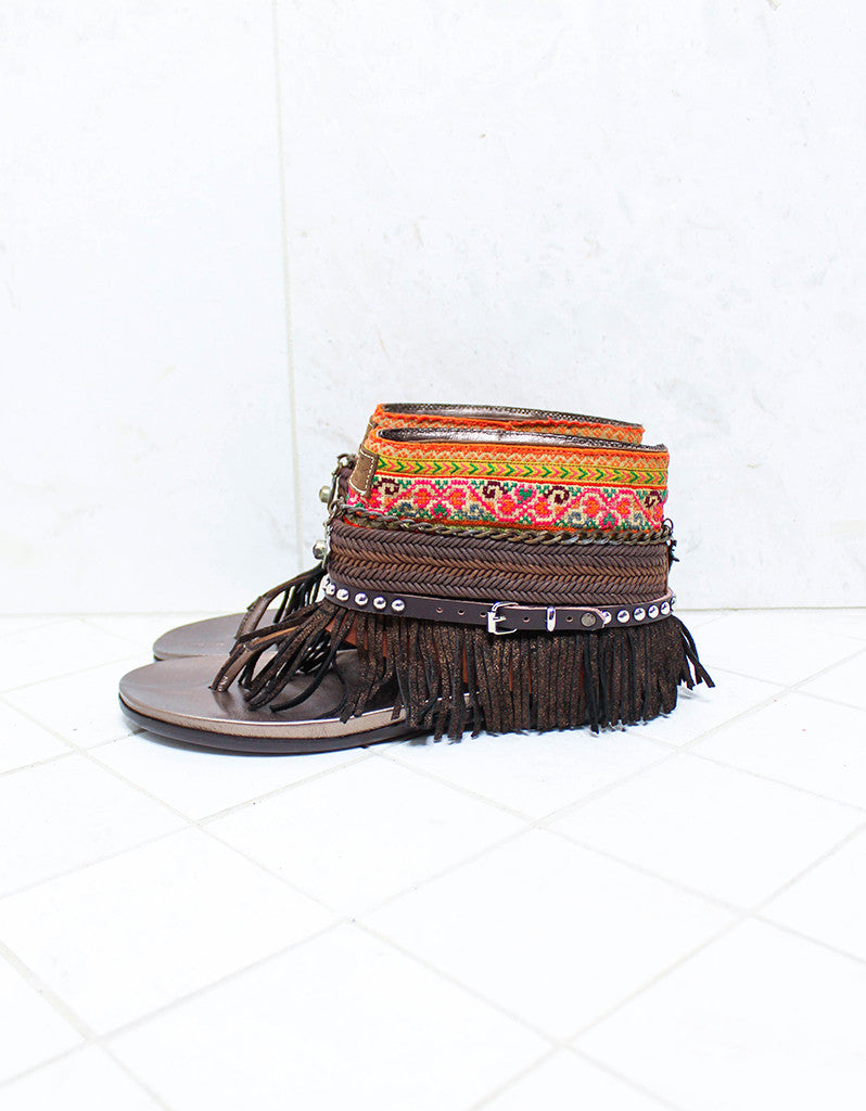 Custom Made Boho Sandals in Brown | SIZE 41 - SWANK - Shoes - 4