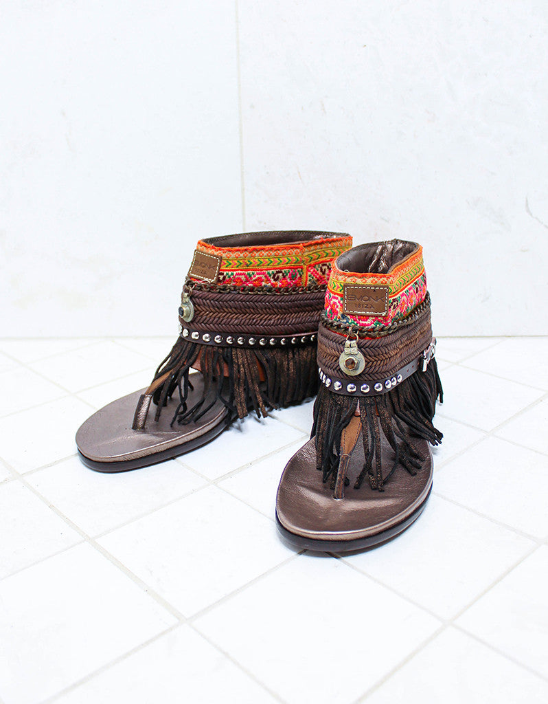 Custom Made Boho Sandals in Brown | SIZE 41 - SWANK - Shoes - 2