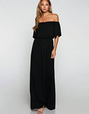 Challis Off the Shoulder Maxi Dress in Black