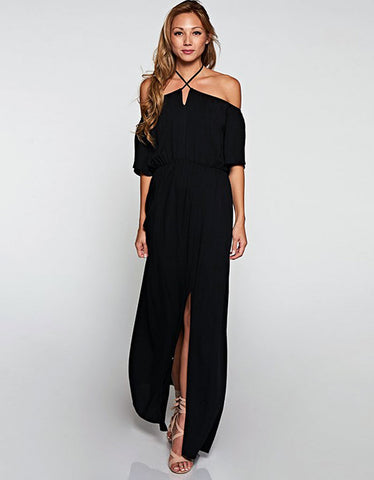 Vagabond Tie-Dye Maxi Dress with Pockets in Black