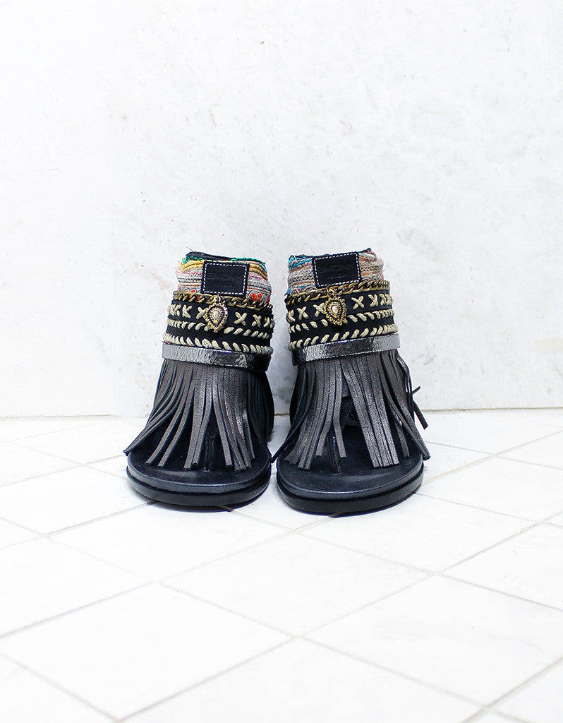 Custom Made Boho Sandals in Black | SIZE 37