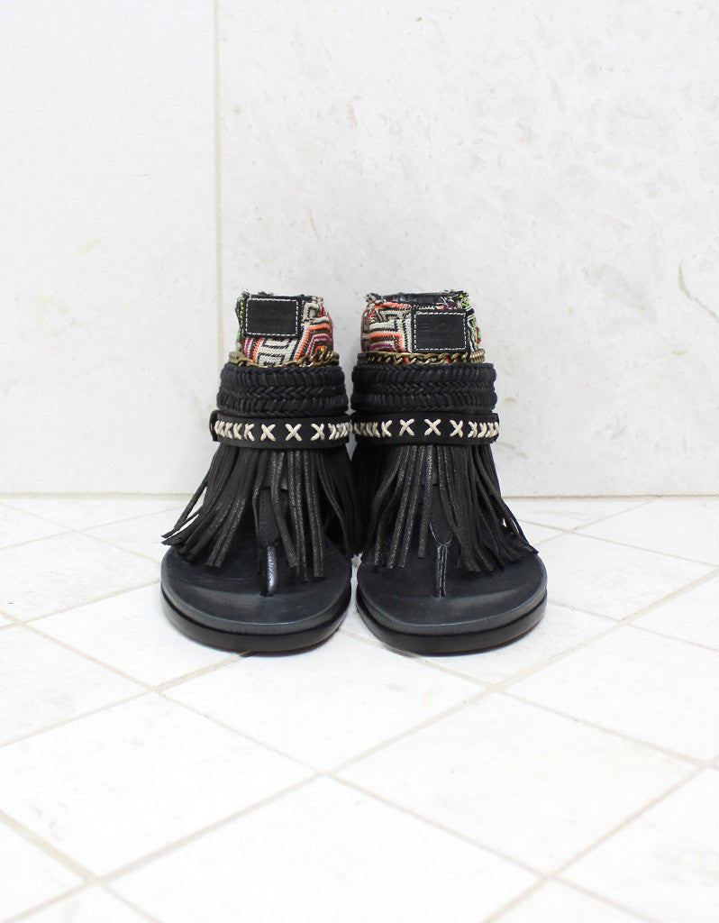 Custom Made Boho Sandals in Black | SIZE 37