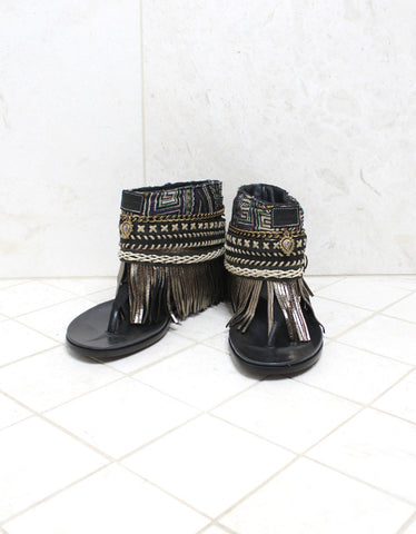 Custom Made Boho Sandals in Black | SIZE 40