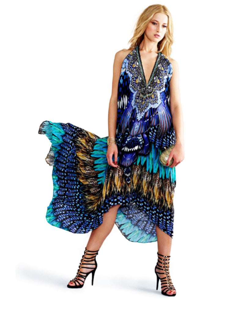 Shahida Parides Blue Jay 3-Way Style Dress in Blue - SWANK - Dresses - 1