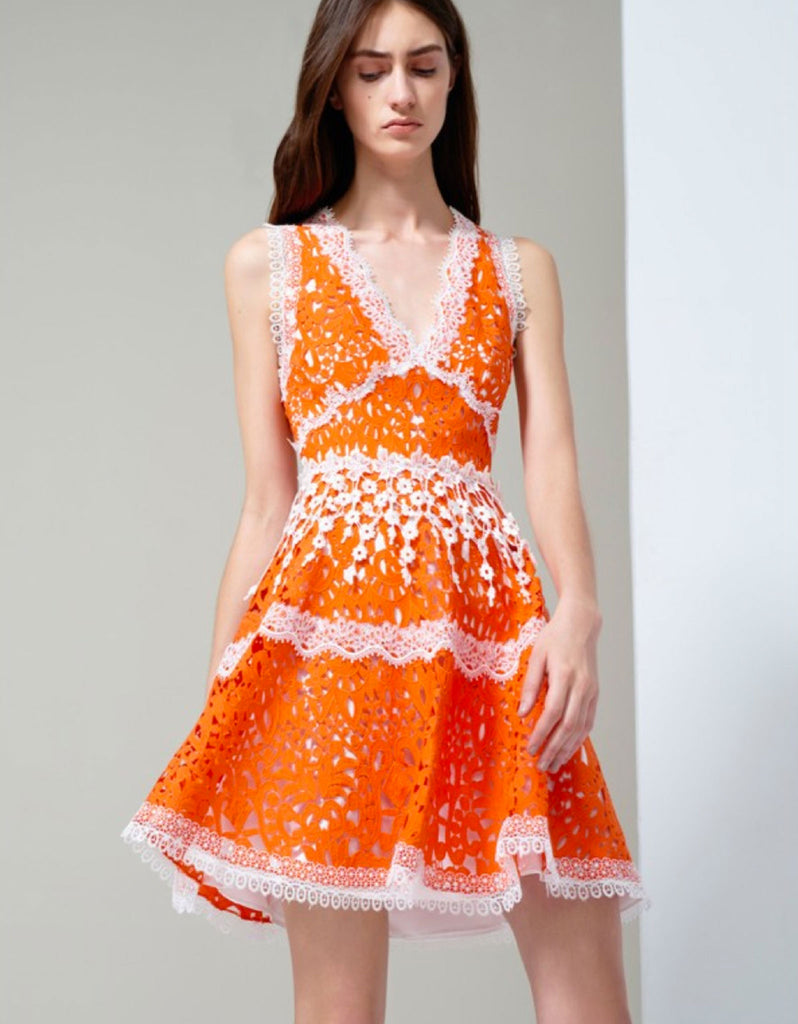 Alexis Bridget Lace Dress in Tangerine - SWANK - Dresses - 1