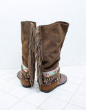 Custom Made Boho High Boot Sandals in Brown | SIZE 38 - SWANK - Shoes - 7