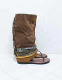 Custom Made Boho High Boot Sandals in Brown | SIZE 40 - SWANK - Shoes - 1