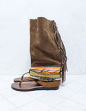 Custom Made Boho High Boot Sandals in Brown | SIZE 41 - SWANK - Shoes - 5