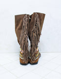 Custom Made Boho High Boot Sandals in Brown | SIZE 41