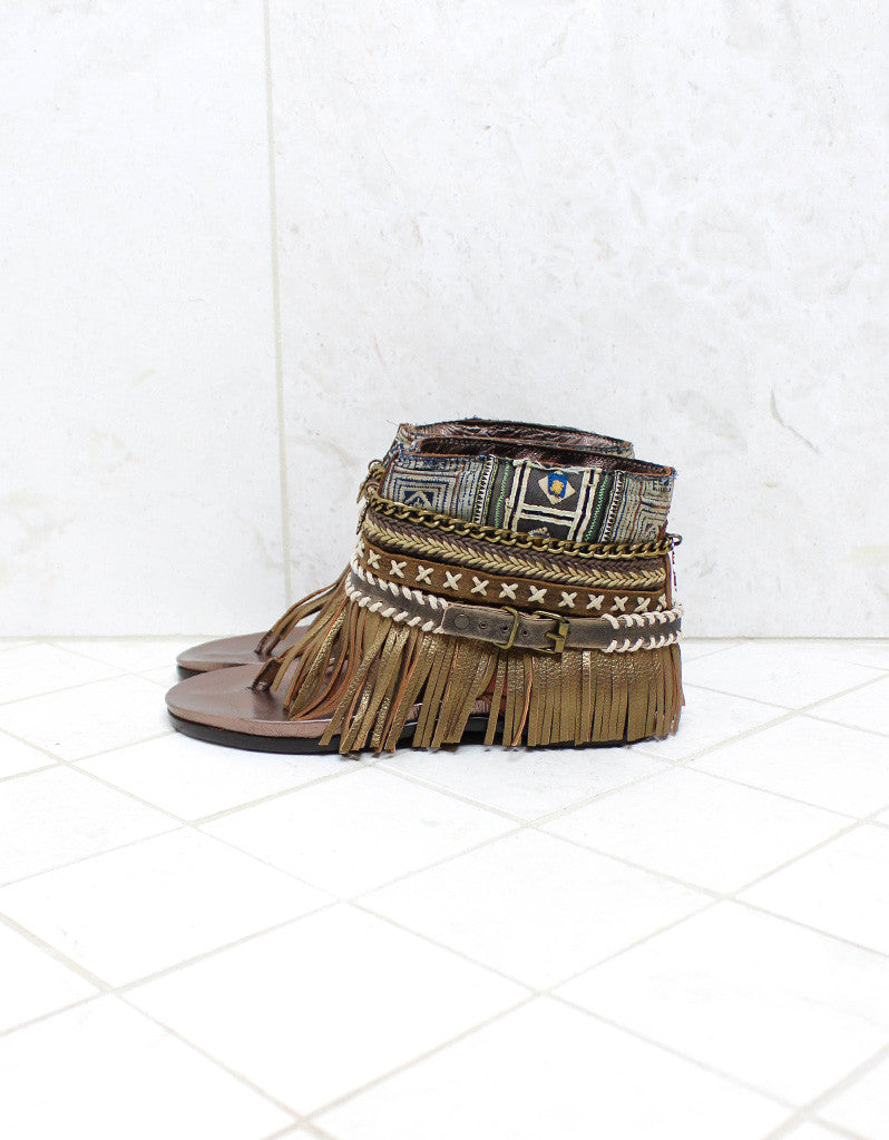 Custom Made Boho Sandals in Brown | SIZE 37