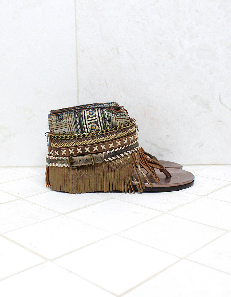 Custom Made Boho Sandals in Brown | SIZE 37