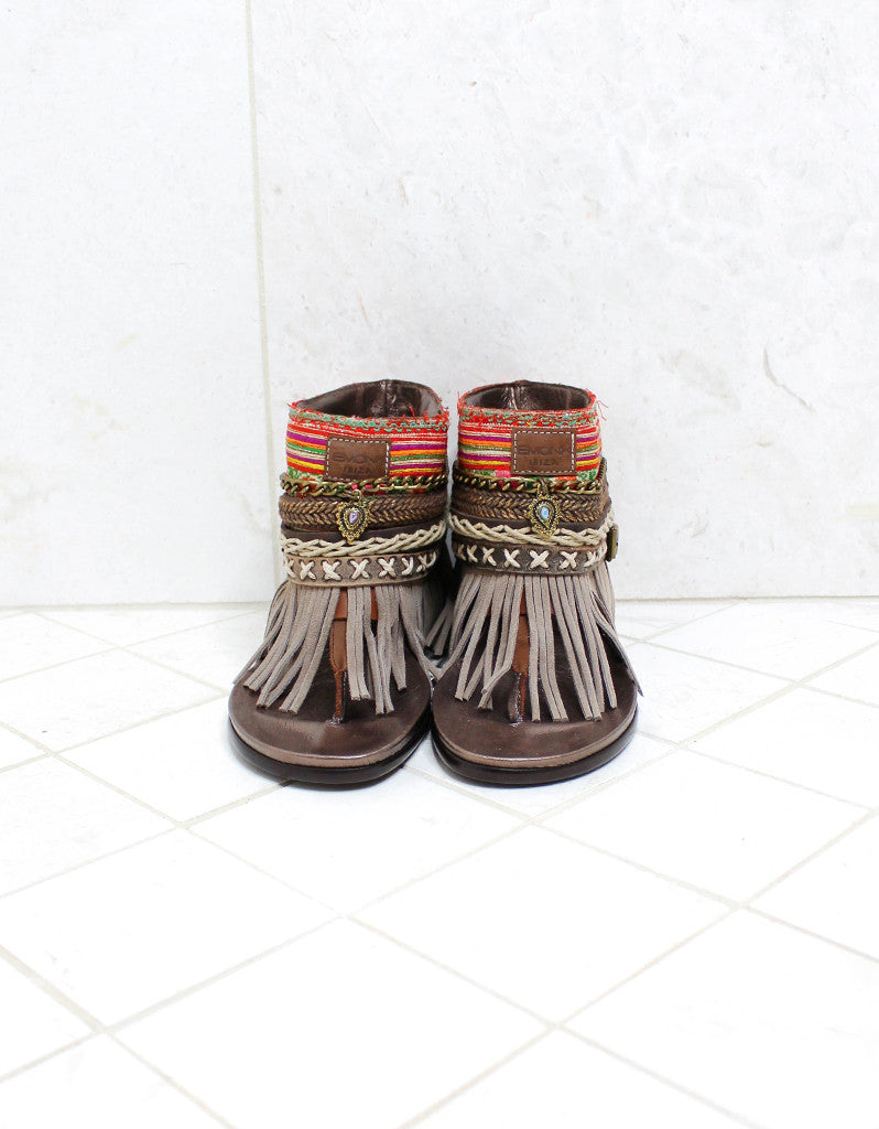 Custom Made Boho Sandals in Brown | SIZE 38