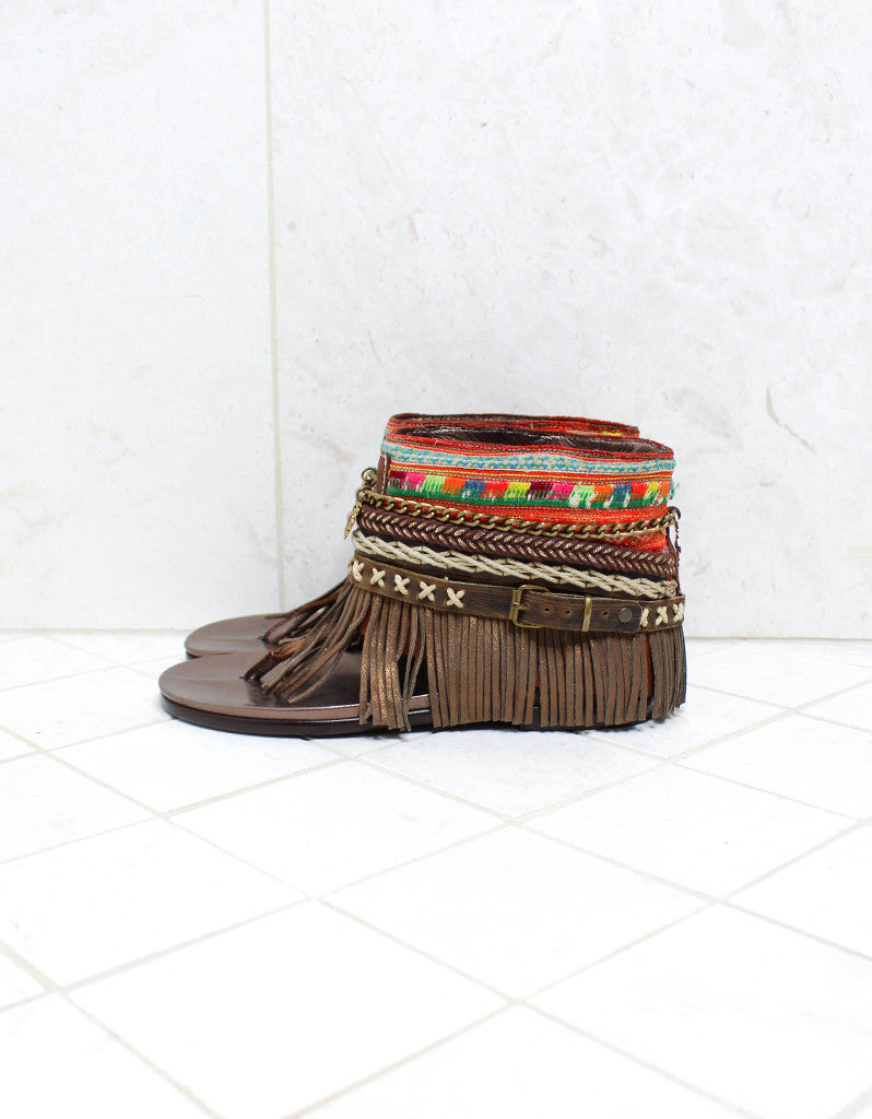 Custom Made Boho Sandals in Brown | SIZE 38