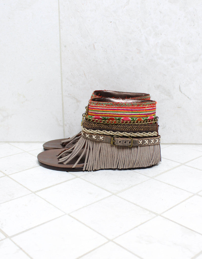 Custom Made Boho Sandals in Brown | SIZE 38