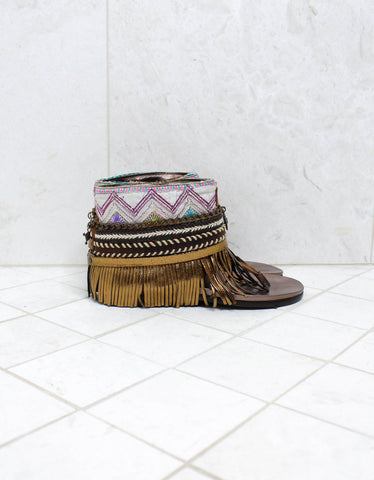 Custom Made Boho High Boot Sandals in Beige | SIZE 41