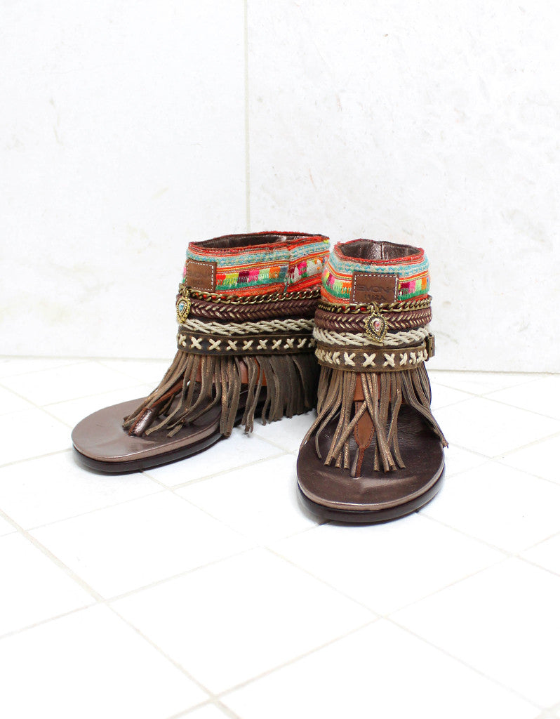 Custom Made Boho Sandals in Brown | SIZE 38