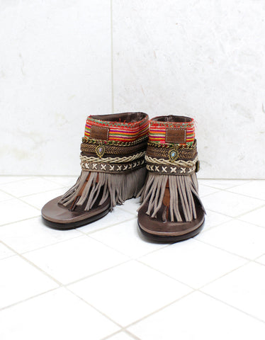 Custom Made Boho Sandals in Brown | SIZE 38