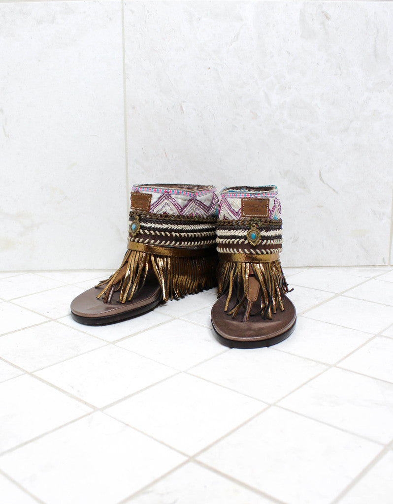 Custom Made Boho Sandals in Brown | SIZE 38