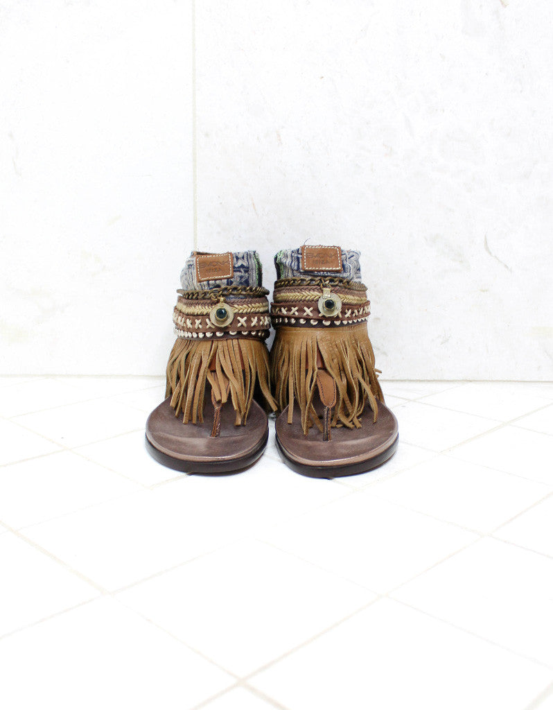 Custom Made Boho Sandals in Brown | SIZE 39