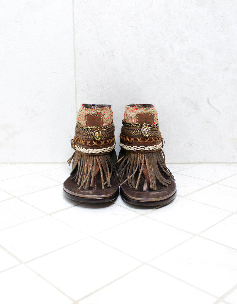 Custom Made Boho Sandals in Brown | SIZE 40