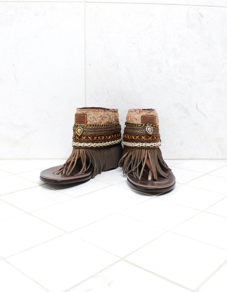 Custom Made Boho Sandals in Brown | SIZE 40