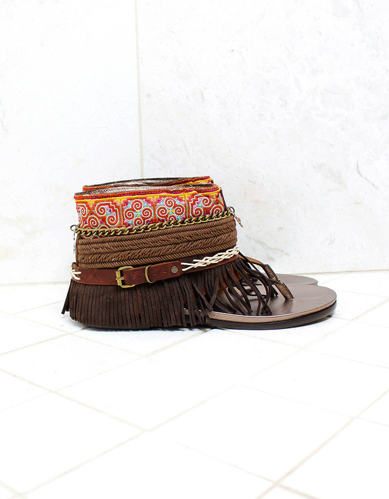 Custom Made Boho Sandals in Brown | SIZE 41