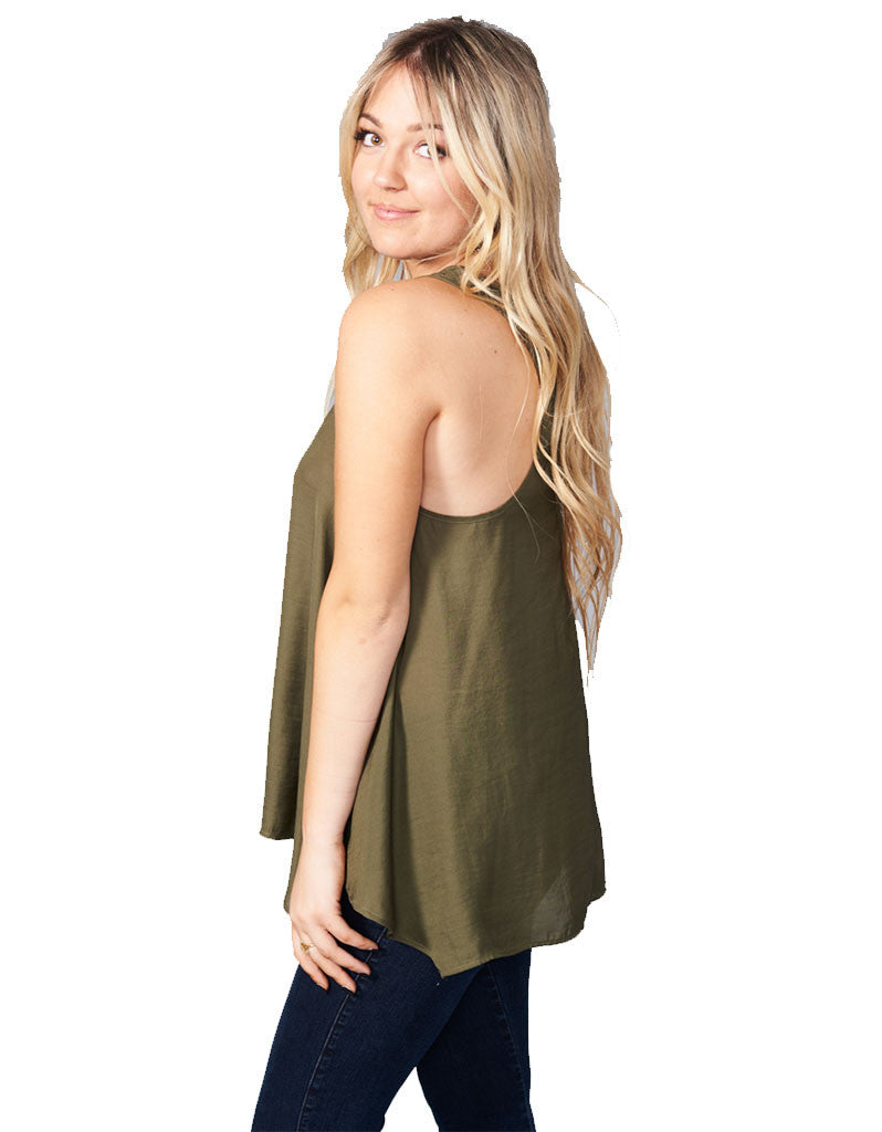 Show Me Your Mumu Cara-Van Top in Olive Silky Satin - SWANK - Tops - 1