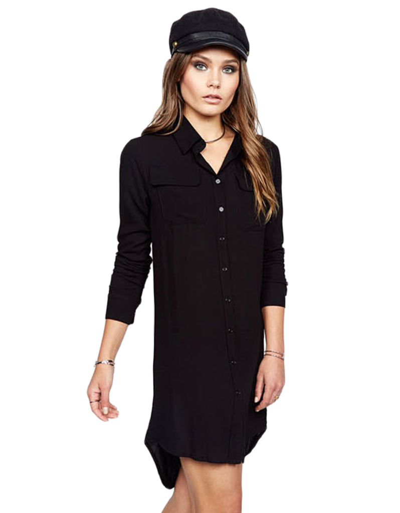 Michael Lauren Charlie Button Up Dress in Black