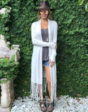 Zella Fringe Duster Cardigan in Moss