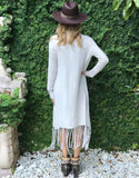 Zella Fringe Duster Cardigan in Moss