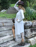 Zella Fringe Duster Cardigan in Moss