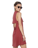 Michael Lauren Cyd Sleeveless Open Back Mini Dress in Currant