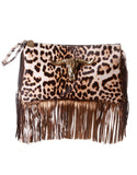 Capazonia Ceilan XL Fringe Clutch in Leopard - SWANK - Handbags - 1