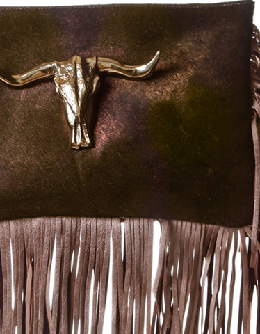 Capazonia Ceilan XL Fringe Clutch in Bronze