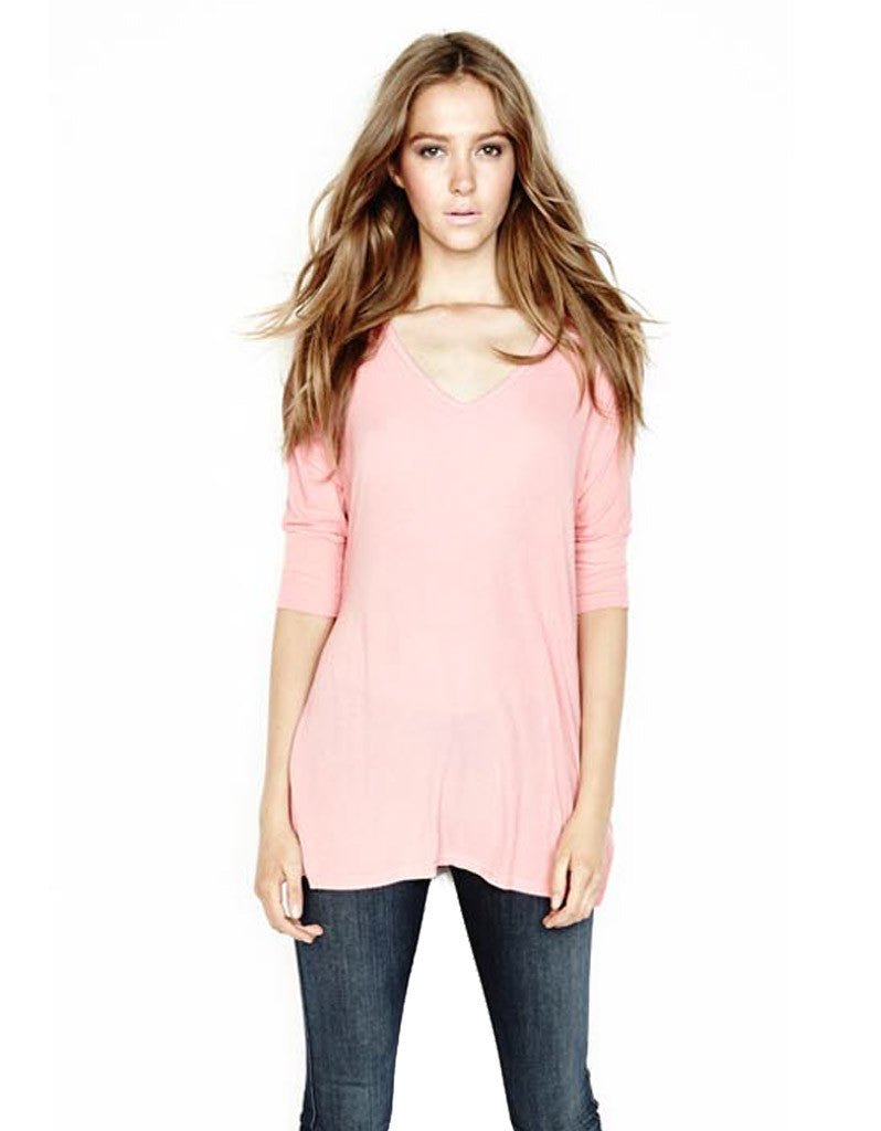 Michael Lauren Dylan 3/4 V-Neck Draped Tee *Available in Multiple Colors* - SWANK - Tops - 2