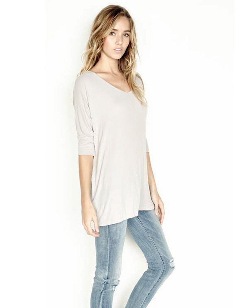 Michael Lauren Dylan 3/4 V-Neck Draped Tee *Available in Multiple Colors* - SWANK - Tops - 4