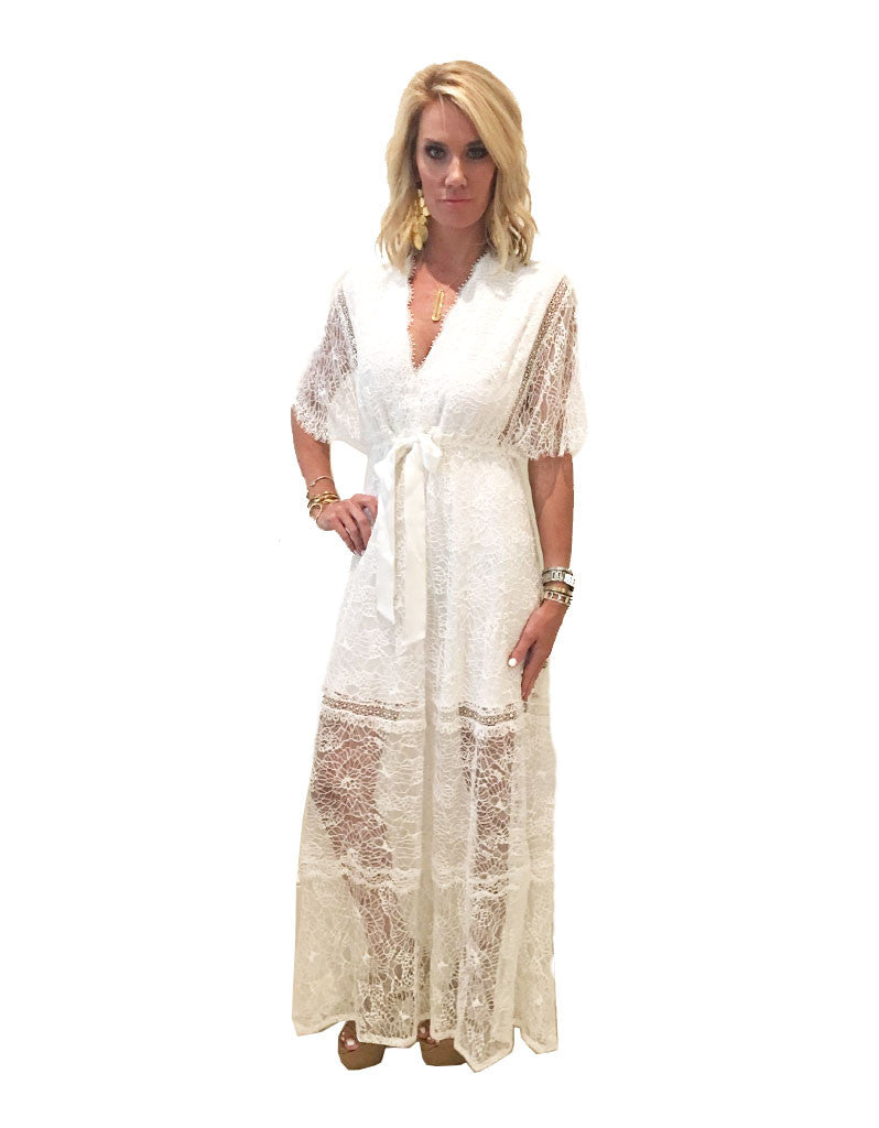 Alexis Cleve Lace Gown in Off White - SWANK - Dresses - 2
