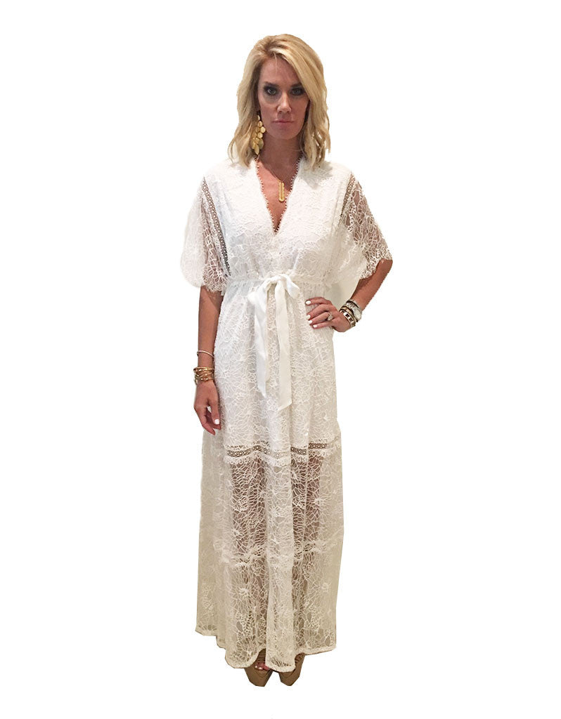 Alexis Cleve Lace Gown in Off White - SWANK - Dresses - 3
