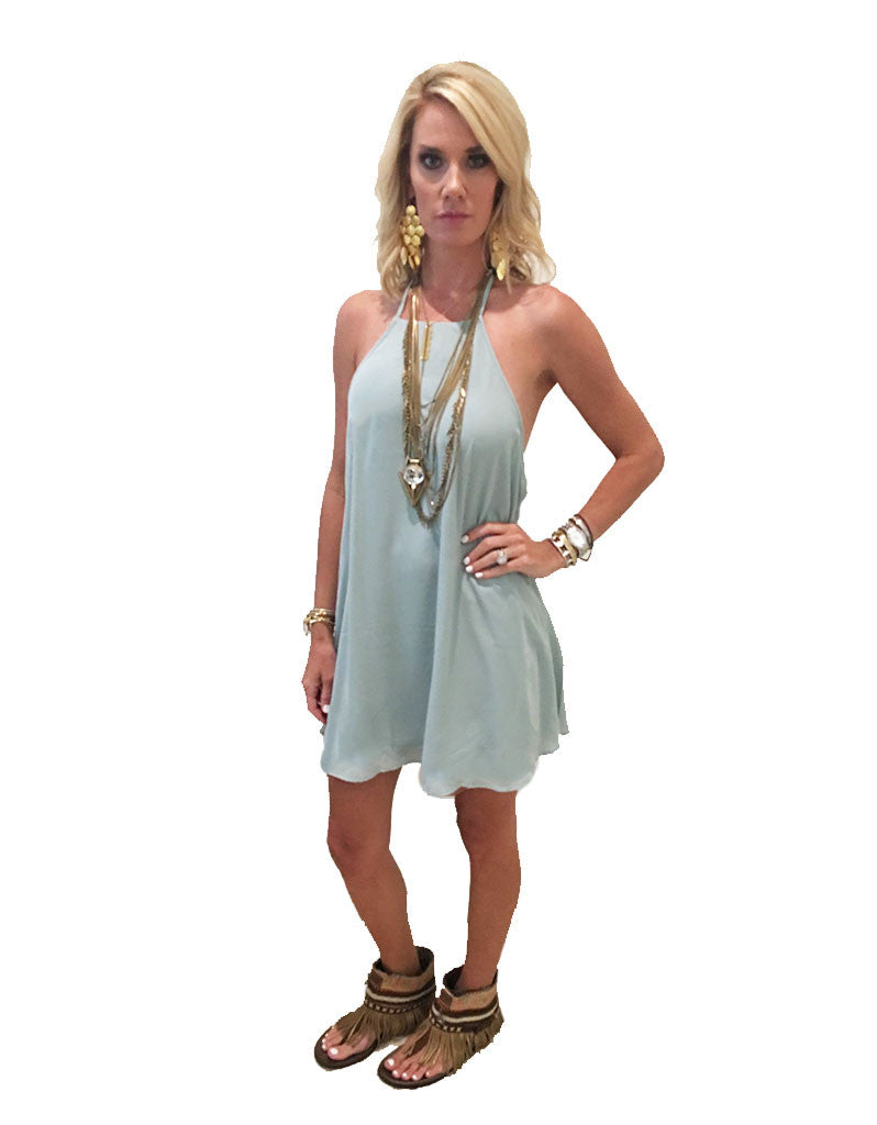 Show Me Your Mumu Katy Halter Dress in Sea Mist Crisp - SWANK - Dresses - 4