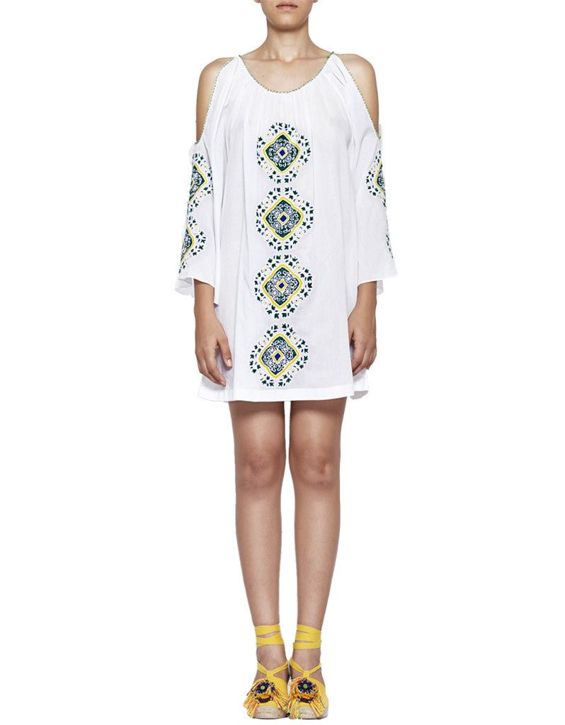 Pia Pauro Embroidered Tunic in White - SWANK - Dresses - 1