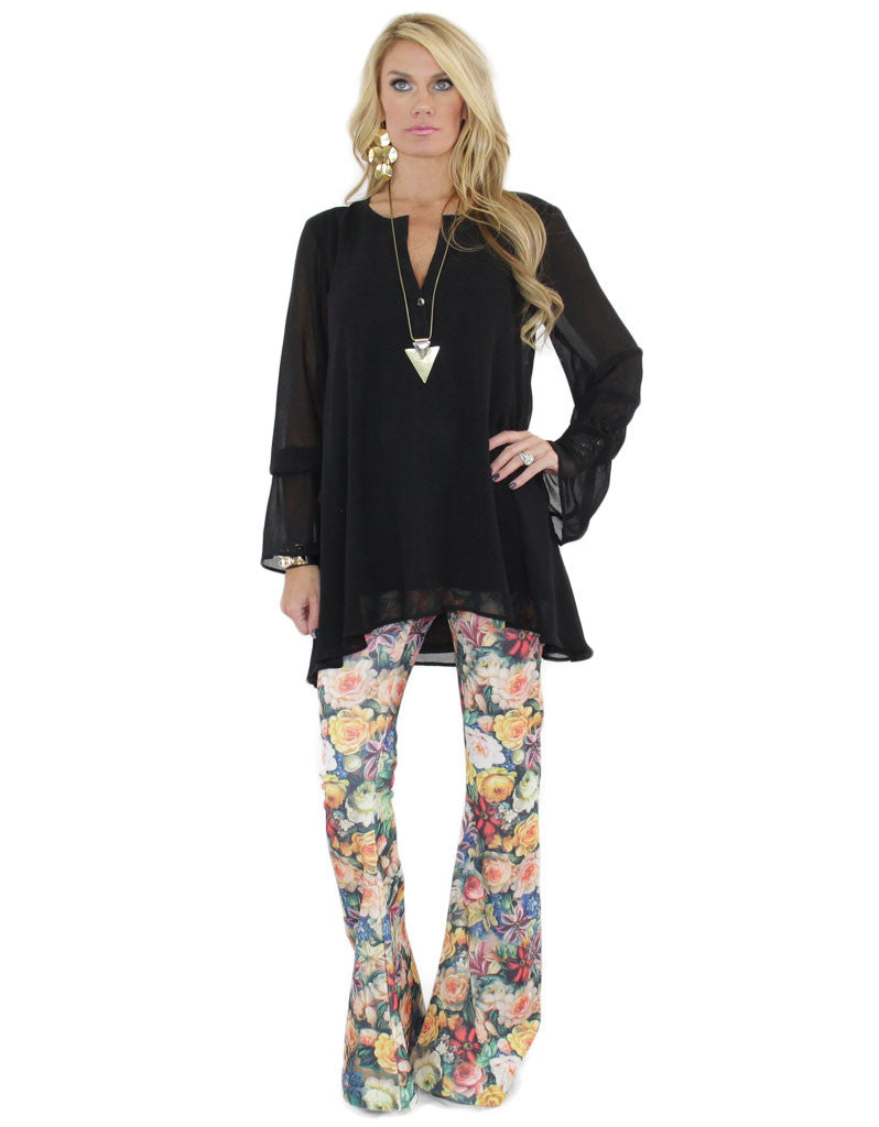 Show Me Your MuMu Bam Bam Bells in Fairytale Flower Rainbow - SWANK - Pants - 1