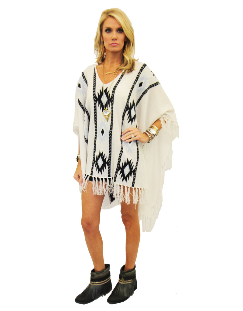 Show Me Your Mumu Baja Fringe Poncho in Morning Star - SWANK - Tops - 1