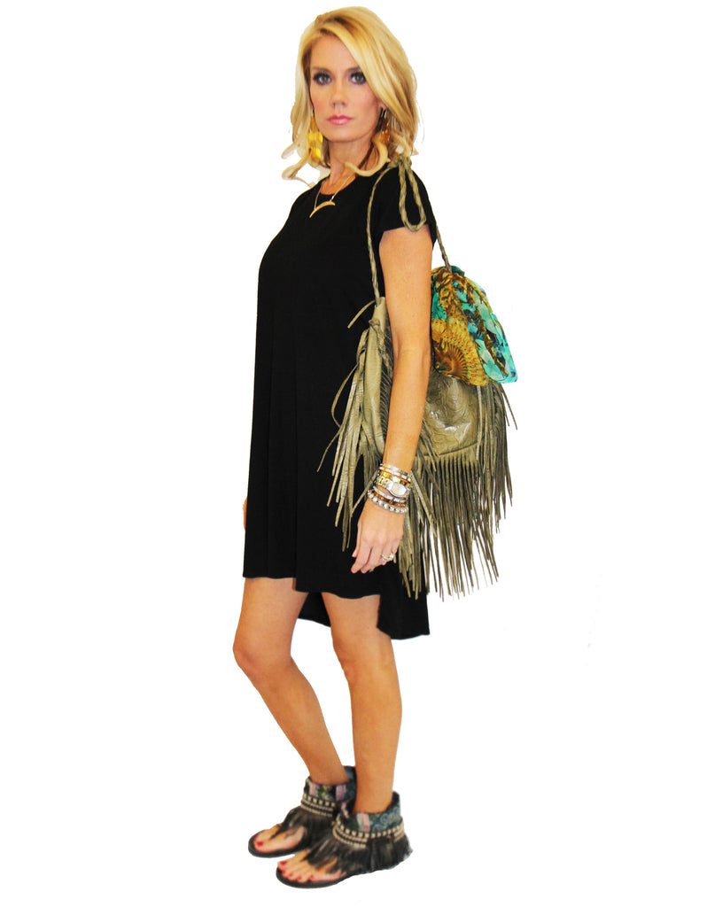 Jennifer Haley Jumbo Bohemian Bag in Olive Embossed Floral - SWANK - Handbags - 3