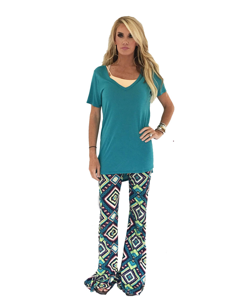 Michael Lauren Tennessee V-Neck Top in Lagoon - SWANK - Tops - 4